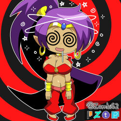 dazed drool hyper_breasts shantae_(series) spiral_background spiral_eyes zombi62