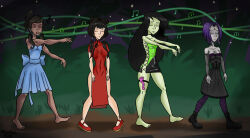 avatar_the_last_airbender bare_legs barefoot black_hair boots china_dress closed_eyes dark_skin dc_comics dress drool female_only femsub fishnets forest goth green_skin grey_skin hypnotic_audio hypnotic_music kim_possible_(series) korra legend_of_korra long_hair mai mentholmind night ponytail purple_hair raven shego sleeping sleepwalking snoring teen_titans zombie_walk