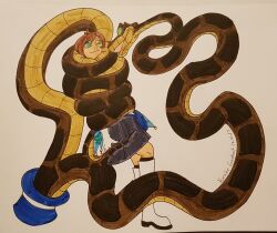 ace_attorney brown_hair coils disney happy_trance hat hypnotic_eyes kaa kaa_eyes kuskitasewmayekan long_hair simple_background snake the_jungle_book top_hat traditional trucy_wright