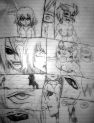 black_sclera comic cum cum_on_body cum_on_face danemis doudile evil_smile expressionless eye_roll femdom femsub monster multiple_eyes open_mouth original smile text traditional very_long_hair