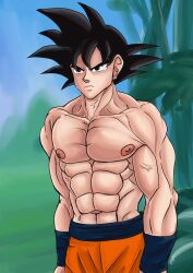  animated animated_gif before_and_after black_hair coils dazed disney dragon_ball goku hypnotic_eyes jdashe kaa kaa_eyes male_only malesub muscle_boy open_mouth smile snake the_jungle_book 