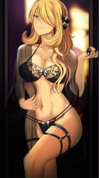  blonde_hair bow bra breasts cleavage cynthia female_only femsub heart heart_eyes icontrol_(manipper) large_breasts lingerie long_hair looking_at_viewer manip navel nintendo panties pokeball pokemon pokemon_diamond_pearl_and_platinum see-through smile solo standing symbol_in_eyes thighs underwear vivivoovoo 