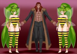 antenna bee_girl bee_suit bluebullpen breasts brown_eyes brown_hair bug_girl cleavage fado femsub great_fairy green_eyes green_hair happy_trance henry_d._damien_(shadowprince50) large_breasts maledom nintendo ocarina_of_time saria smile the_legend_of_zelda wings