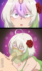  4headboiii character_request crystal fellatio flower penis short_hair spiral veil veins 
