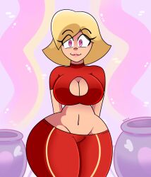  absurdres blonde_hair clover daisy-pink71 happy_trance heart_eyes large_breasts large_hips totally_spies yoga_pants 