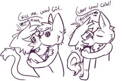 cat_boy collar drool furry heart kaitty_(kaittycat) kaittycat kissing male_only maledom malesub original ring_eyes sketch tail text trembling