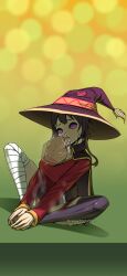  brown_hair fellatio femsub kono_subarashii_sekai_ni_shukufuku_wo! maledom megumin_(konosuba) spiral_eyes yashzoom 