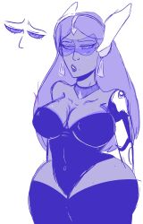 age_regression bottomless breasts dazed female_only femsub large_breasts long_hair loskos monochrome overwatch prosthetic_limb sketch spiral_eyes symbol_in_eyes symmetra