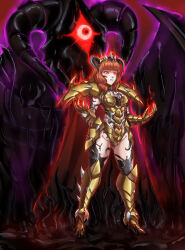  alternate_costume armor aura cape celica_(fire_emblem) claws cleavage corruption dragon duma_(fire_emblem) femsub fire_emblem fire_emblem_echoes glowing glowing_eyes high_heels horns leebigtree maledom nintendo possession red_eyes red_hair slime slit_pupils standing thighs unhappy_trance 