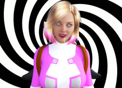3d blonde_hair drool female_only femsub gwen_poole gwenpool happy_trance marvel_comics pink_hair solo spiral spiral_eyes super_hero symbol_in_eyes theheckle