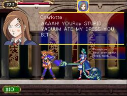 anailater(manipper) castlevania charlotte_aulin maid maid_headdress manip panties sequence skirt skirt_lift text transformation undressing vacuum_cleaner