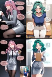 ai_art black_clover comic cx9000_(generator) femdom femsub glowing_eyes hypnotized_dom hypnotized_hypnotist pendulum red_eyes sailor_moon_(series) sailor_neptune sitting skirt student teacher teacher_dom vanessa_enoteca yuri