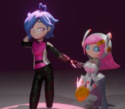 blue_hair femdom femsub hypnotic-ink kirby_(series) nintendo pink_hair purple_eyes smg4 spiral spiral_eyes susie_(kirby) tari_(smg4)