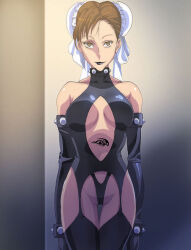  arm_bands capcom chun-li collar corruption double_hair_bun empty_eyes femsub garter_straps gloves hair_bun_covers hair_buns happy_trance opera_gloves smile standing standing_at_attention street_fighter tattoo thighhighs thong 
