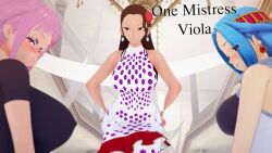  angry aunt_and_niece aware black_eyes black_hair blue_hair blush clothed cover cyanstargazer earrings english_text female_only multiple_girls nefertari_vivi one_piece pink_hair rebecca_(one_piece) red_eyes text viola_(one_piece) 