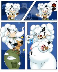 androgynous_dom aware bare_shoulders bell bell_collar black_eyes blue_eyes boo_(sonic) breasts cleavage closed_eyes collar comic english_text eye_color_change fat femsub flashlight furry ghost huge_breasts idw_comics lanolin_the_sheep large_breasts longbit_0 midriff multicolored_eyes navel nude possession pussy red_sclera sheep_girl sonic_the_hedgehog_(series) surprised tears text thick_thighs thighs torn_clothes weight_gain yellow_sclera