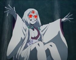  demon_slayer microchip mother_spider_demon_(demon_slayer) screenshot tagme white_hair 