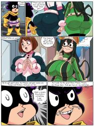 altered_common_sense amnesia bimbofication huge_breasts minoru_mineta ochaco_uraraka tsuyu_asui unaware