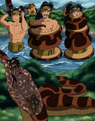  black_hair coils disney drool frozen-mainstream happy_trance inuyasha_(series) kaa kaa_eyes koga_(inuyasha) loincloth long_hair male_only maledom malesub muscle_boy ponytail snake the_jungle_book topless vore x-ray 