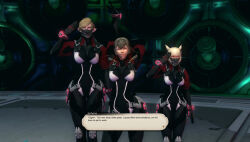  3d alternate_costume bodysuit breasts cat_ears cat_girl clothed dialogue enemy_conversion english_text eye_color_change femsub final_fantasy final_fantasy_xiv glowing_eyes ikari_lewd miqo'te queen red_eyes royalty saluting shale(ffxiv) short_hair sphene_alexandros_xiv square_enix text white_hair y'shtola 