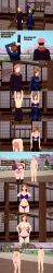  absurdres altered_common_sense bra breasts brown_eyes brown_hair closed_eyes clothed dialogue english_text femsub itadori_yuji jujutsu_kaisen kugisaki_nobara malesub multiple_subs nipples nude panties penis pink_eyes pink_hair short_hair text underwear undressing zenin1 