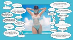  3d absurdres aware breasts dark_skin female_only femsub manip one-piece_swimsuit overwatch pharah resisting swimsuit text unlikely_(manipper) yeero 