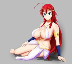  absurdres ahoge barefoot blue_eyes breasts cleavage dancer dancing empty_eyes femsub happy_trance harem_outfit high_school_dxd huge_breasts large_breasts lying midriff red_hair rias_gremory soex 
