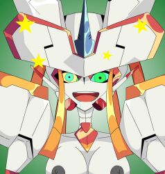  animated animated_eyes_only animated_gif breasts darling_in_the_franxx disguised_hypnotist drool happy_trance kaa_eyes large_breasts robot_girl standing standing_at_attention strelizia 