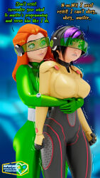  3d angry big_hero_6 black_hair bodysuit clothed dialogue female_only femsub gogo_tomago happy_trance hug hypnotized_assistant long_hair maledom multiple_girls multiple_subs orange_hair resisting restrained sam_simpson short_hair shrunken_irises signature smile spiral standing supercasket tech_control text totally_spies trembling visor 