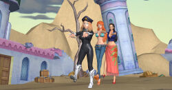 3d black_hair bobboxbody brown_hair camie_utsushimi empty_eyes femsub large_breasts my_hero_academia nami_(one_piece) nico_robin one_piece orange_hair zombie_walk