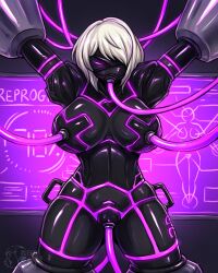  bodysuit clothed corset drone dronification femsub large_ass large_breasts latex mind_break nier_automata pasties restrained robot robot_girl spacen'cake text thick_thighs tubes yorha_no._2_type_b 