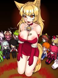 anno_(anno) assimilation aware bandage bare_shoulders blonde_hair blush breasts character_request choker christmas cleavage confused cow_girl cow_girl_(porniky) crimson_lullaby diana_(thecyberhide) doll dollification femsub fox_girl gloves happy_trance heart heart_eyes kneeling large_breasts long_hair looking_at_viewer multiple_girls multiple_subs opera_gloves orange_eyes original pon_(porniky) porniky purple_succubus_(thecyberhide) santa_costume santa_hat selina_syginia_(polishguy) smile soul_stealing symbol_in_eyes tail trapped viltai_(viltai) 
