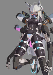 ahoge anal animal_ears arms_behind_back azur_lane blindfold blue_eyes blush bodysuit brain_injection breast_sucking breasts cables clitoris_piercing collar dildo double_penetration face_mask female_only femsub garter gas_mask glowing grey_background grey_hair heart heart_eyes hypnotic_accessory hypnotic_gas kawakaze_(azur_lane) lactation latex milking milking_machine navel_penetration open_mouth piercing pussy_juice restrained rubber sex sex_machine sex_toy simple_background solo symbol_in_eyes tail tears tech_control trembling vaginal very_long_hair visor x-ray xia_ye
