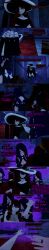 absurdres black_eyes black_hair blue_eyes blush clone closed_eyes clothed cyanstargazer dialogue english_text fairy_tail female_only femdom femsub hair_covering_one_eye irene_belserion long_hair milf multicolored_eyes multiple_girls nude purple_eyes red_hair scared text