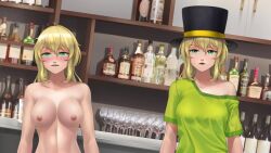  animated before_and_after blonde_hair breasts changer_(character) chien_vietnam female_only femsub green_eyes long_hair spiral_eyes symbol_in_eyes top_hat topless twins video voice_acted 