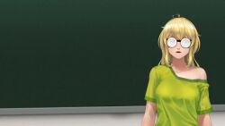  animated blonde_hair breasts changer_(character) chien_vietnam femdom glasses humor nerd original pov shy sound video voice_acted 