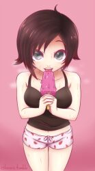 brown_hair cslucaris empty_eyes female_only femsub happy_trance hypnoslave1095_(manipper) looking_at_viewer manip open_mouth pov pov_dom ruby_rose rwby short_hair tongue tongue_out underwear