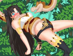  absurdres bare_shoulders bestiality black_hair bluebullpen blush breasts coils crotch_rub dazed disney double_fellatio double_penis earrings erect_nipples fate/grand_order fate_(series) fellatio femsub goddess hypnotic_eyes ishtar_(fate/grand_order) jewelry jungle kaa kaa_eyes long_hair maledom nipples outdoors penis possession pussy_juice rin_tohsaka sex snake snake_penis the_jungle_book thighs twintails 
