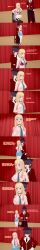  absurdres angry anoni_hypno aware black_hair blonde_hair body_control bra breasts brown_eyes chicken_dance chicken_pose choker clothed confused dialogue empty_eyes english_text expressionless femsub gyaru hair_covering_both_eyes humiliation long_hair maledom marin_kitagawa my_dress-up_darling nipples nude panties short_hair stage_hypnosis tears text top_hat underwear 