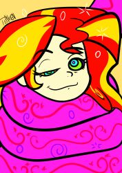 absurdres coils equestria_girls female_only femsub happy_trance hypnotic_eyes kaa_eyes long_hair multicolored_hair my_little_pony penken sunset_shimmer