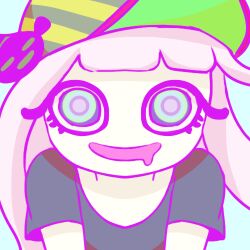  animated animated_eyes_only animated_gif drool female_only femsub harmony_(splatoon) hat inkling kaa_eyes looking_at_viewer mike_inel nintendo open_mouth pink_hair ring_eyes solo splatoon 