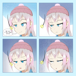 alisa_mikhailovna_kujou alya_sometimes_hides_her_feelings_in_russian blue_eyes coin comic denial empty_eyes eye_roll female_only femsub glatu pendulum solo speech_bubble text white_hair