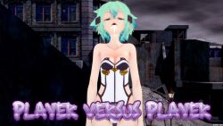 breasts cover cum cum_in_mouth empty_eyes english_text expressionless female_only femsub green_eyes green_hair nipples nude open_mouth shino_asada sword_art_online text zenin1