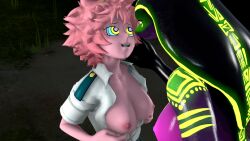  breasts breasts_outside female_only happy_trance hypnotic_eyes kaa_eyes mina_ashido my_hero_academia short_hair snake snake_girl spiral_eyes symbol_in_eyes theoneaboveall7_(manipper) 
