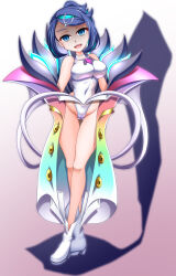  alternate_costume breasts cameltoe clothed corruption empty_eyes evil_smile female_only femsub gradient_background hair_clips hair_ornament happy_trance jie_(artist) liko_(pokemon) malamar_outfit multicolored_hair multiple_views navel nintendo petite pokemon pussy simple_background smile solo standing thigh_gap thighs tight_clothing 