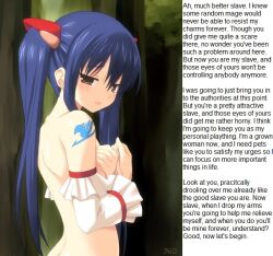  bottomless caption caption_only covering fairy_tail femdom hypnoslave1095_(manipper) long_hair looking_at_viewer looking_back manip nude open_mouth pov pov_sub text topless wendy_marvell 