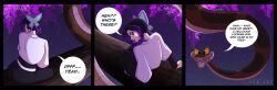 black_hair butterfly comic demon_slayer disney english_text hair_ornament kaa multiple_views orkart outdoors purple_hair shinobu_kocho signature sitting snake text the_jungle_book trees
