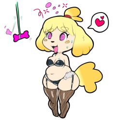  animal_crossing arms_behind_back bbw blonde_hair bra bubble chubby cleavage color dog_girl drool drunk_trap_(colorist) fat female_only femsub furry garter_straps happy_trance heart hypnofood isabelle_(animal_crossing) lingerie manip nintendo open_mouth panties pendulum pink_eyes short_hair single_hair_bun smile sparkle speech_bubble spiral_eyes standing standing_at_attention sweat symbol_in_eyes thighhighs tongue tongue_out underwear 