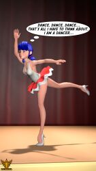 3d ballerina blue_hair dialogue empty_eyes happy_trance latinkaixa marinette_dupain-cheng miraculous_ladybug text