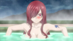 blush breasts cleavage erza_scarlet fairy_tail female_only femsub happy_trance heart heart_eyes hypnoner_(manipper) ivatent_(manipper) large_breasts manip red_hair symbol_in_eyes